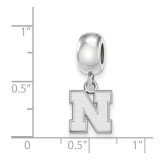 Sterling Silver Rhodium-plated LogoArt University of Nebraska Letter N Extra Small Dangle Bead Charm