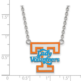 Sterling Silver Rhodium-plated LogoArt University of Tennessee Lady Volunteers Large Enameled Pendant 18 inch Necklace