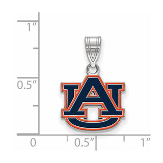 Sterling Silver Rhodium-plated LogoArt Auburn University A-U Small Enameled Pendant