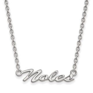 Sterling Silver Rhodium-plated LogoArt Florida State University Noles Script Medium Pendant 18 inch Necklace