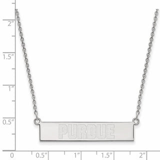 Sterling Silver Rhodium-plated LogoArt Purdue University Small Bar 18 inch Necklace