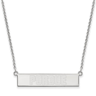 Sterling Silver Rhodium-plated LogoArt Purdue University Small Bar 18 inch Necklace