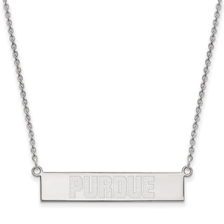 Sterling Silver Rhodium-plated LogoArt Purdue University Small Bar 18 inch Necklace