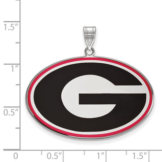 Sterling Silver Rhodium-plated LogoArt University of Georgia Letter G Extra Large Enameled Pendant