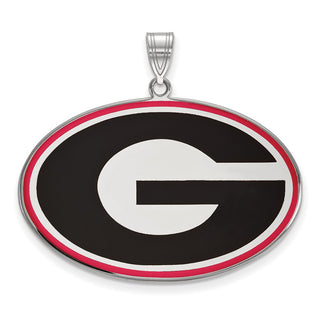 Sterling Silver Rhodium-plated LogoArt University of Georgia Letter G Extra Large Enameled Pendant