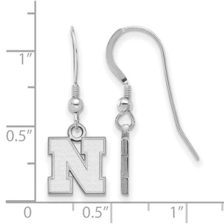 Sterling Silver Rhodium-plated LogoArt University of Nebraska Letter N Extra Small Dangle Wire Earrings