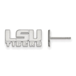 14k White Gold LogoArt Louisiana State University L-S-U Tigers Extra Small Post Earrings