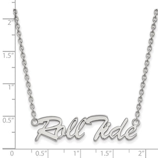 Sterling Silver Rhodium-plated LogoArt University of Alabama Roll Tide Script Large Pendant 18 inch Necklace
