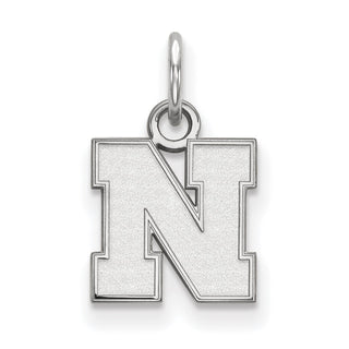 Sterling Silver Rhodium-plated LogoArt University of Nebraska Letter N Extra Small Pendant