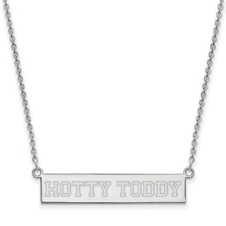 Sterling Silver Rhodium-plated LogoArt University of Mississippi Hotty Toddy Small Bar 18 inch Necklace