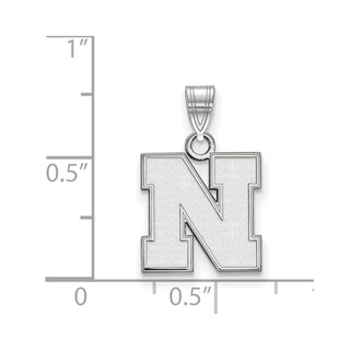 Sterling Silver Rhodium-plated LogoArt University of Nebraska Letter N Small Pendant