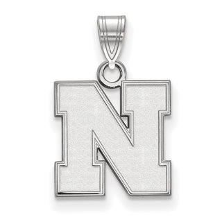 Sterling Silver Rhodium-plated LogoArt University of Nebraska Letter N Small Pendant