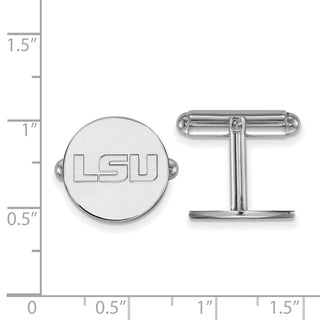Sterling Silver Rhodium-plated LogoArt Louisiana State University L-S-U Cuff Links