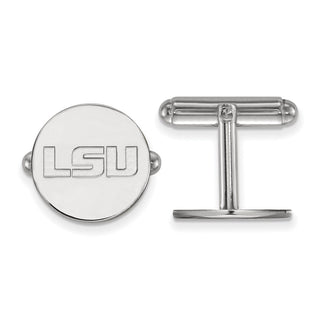 Sterling Silver Rhodium-plated LogoArt Louisiana State University L-S-U Cuff Links