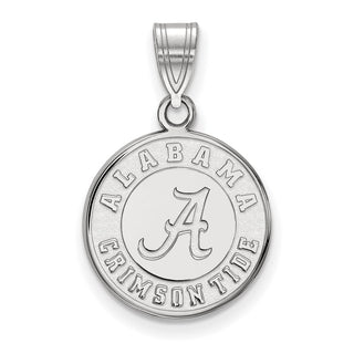 14k White Gold LogoArt University of Alabama Crimson Tide Medium Disc Pendant