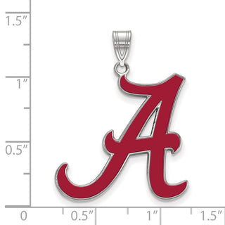 Sterling Silver Rhodium-plated LogoArt University of Alabama Letter A Extra Large Enameled Pendant