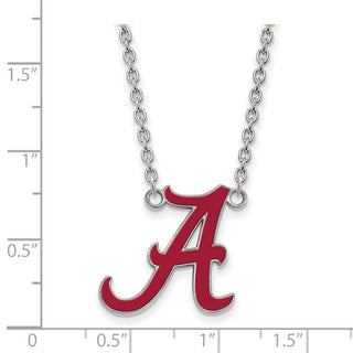 Sterling Silver Rhodium-plated LogoArt University of Alabama Letter A Large Enameled Pendant 18 inch Necklace