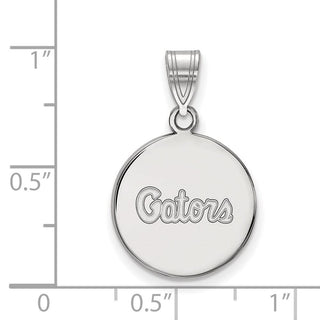 14k White Gold LogoArt University of Florida Gators Script Medium Disc Pendant