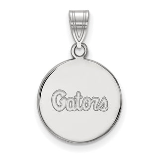 14k White Gold LogoArt University of Florida Gators Script Medium Disc Pendant