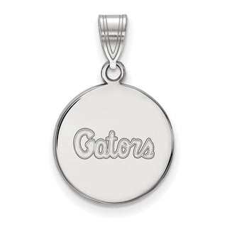 14k White Gold LogoArt University of Florida Gators Script Medium Disc Pendant