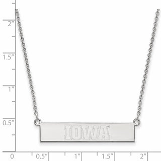 Sterling Silver Rhodium-plated LogoArt University of Iowa Small Bar 18 inch Necklace