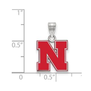 Sterling Silver Rhodium-plated LogoArt University of Nebraska Letter N Small Enameled Pendant