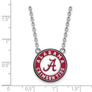 Sterling Silver Rhodium-plated LogoArt University of Alabama Crimson Tide Large Enameled Pendant 18 inch Necklace