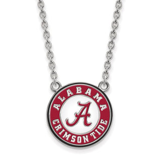 Sterling Silver Rhodium-plated LogoArt University of Alabama Crimson Tide Large Enameled Pendant 18 inch Necklace