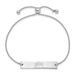 Sterling Silver Rhodium-plated LogoArt The Ohio State University Small Bar Adjustable 9 inch Bracelet
