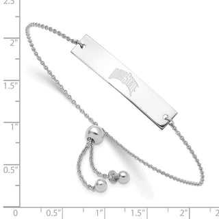 Sterling Silver Rhodium-plated LogoArt The Ohio State University Small Bar Adjustable 9 inch Bracelet