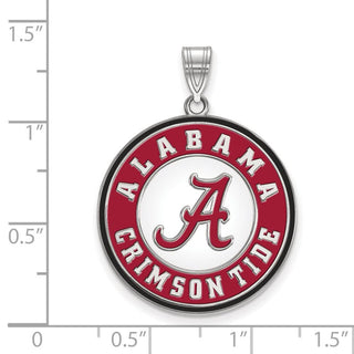 Sterling Silver Rhodium-plated LogoArt University of Alabama Crimson Tide Extra Large Enameled Disc Pendant