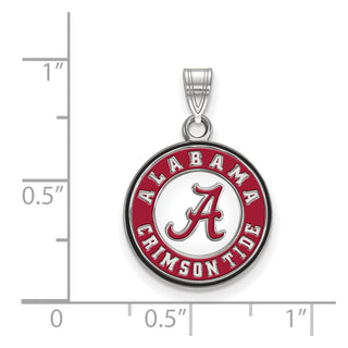 Sterling Silver Rhodium-plated LogoArt University of Alabama Crimson Tide Medium Enameled Disc Pendant