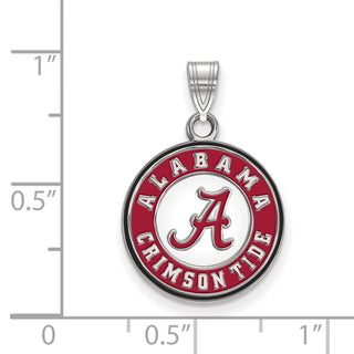 Sterling Silver Rhodium-plated LogoArt University of Alabama Crimson Tide Medium Enameled Disc Pendant