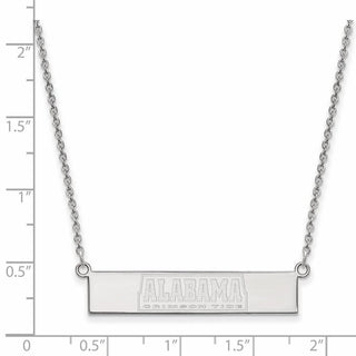 Sterling Silver Rhodium-plated LogoArt University of Alabama Crimson Tide Small Bar 18 inch Necklace