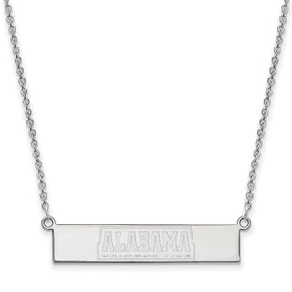 Sterling Silver Rhodium-plated LogoArt University of Alabama Crimson Tide Small Bar 18 inch Necklace