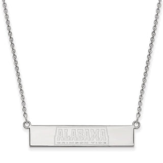 Sterling Silver Rhodium-plated LogoArt University of Alabama Crimson Tide Small Bar 18 inch Necklace