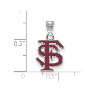 Sterling Silver Rhodium-plated LogoArt Florida State University F-S Medium Enameled Pendant