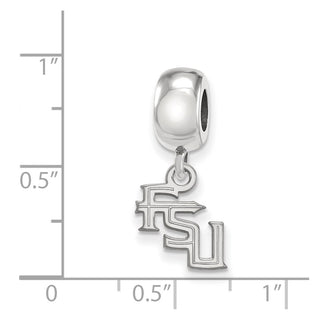 Sterling Silver Rhodium-plated LogoArt Florida State University F-S-U Extra Small Dangle Bead Charm
