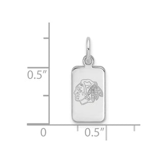 Sterling Silver Rhodium-plated NHL LogoArt Chicago Blackhawks Tag Pendant