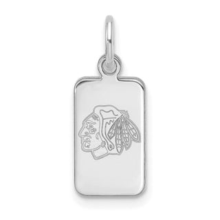 Sterling Silver Rhodium-plated NHL LogoArt Chicago Blackhawks Tag Pendant
