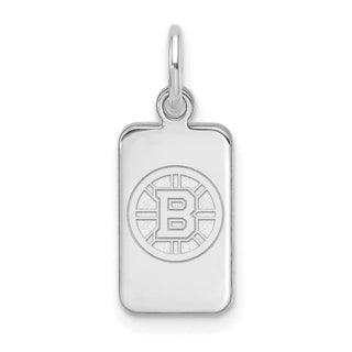 Sterling Silver Rhodium-plated NHL LogoArt Boston Bruins Tag Pendant