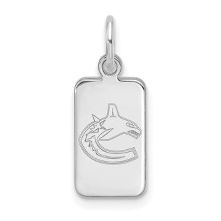 Sterling Silver Rhodium-plated NHL LogoArt Vancouver Canucks Tag Pendant