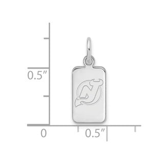 Sterling Silver Rhodium-plated NHL LogoArt New Jersey Devils Tag Pendant
