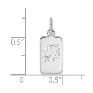 Sterling Silver Rhodium-plated NHL LogoArt New Jersey Devils Tag Pendant
