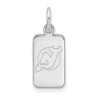 Sterling Silver Rhodium-plated NHL LogoArt New Jersey Devils Tag Pendant