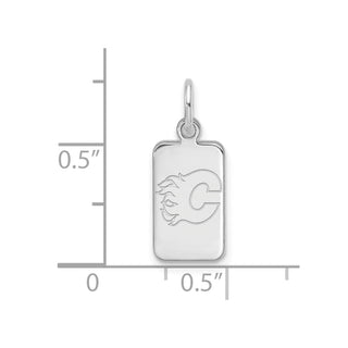 Sterling Silver Rhodium-plated NHL LogoArt Calgary Flames Tag Pendant
