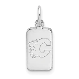 Sterling Silver Rhodium-plated NHL LogoArt Calgary Flames Tag Pendant