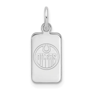 Sterling Silver Rhodium-plated NHL LogoArt Edmonton Oilers Tag Pendant