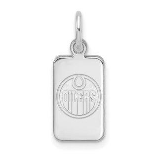 Sterling Silver Rhodium-plated NHL LogoArt Edmonton Oilers Tag Pendant