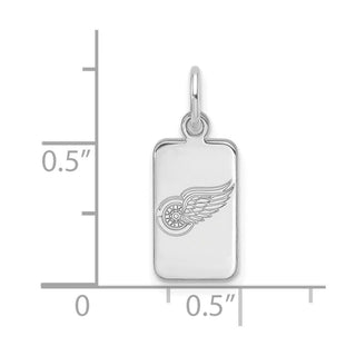 Sterling Silver Rhodium-plated NHL LogoArt Detroit Red Wings Tag Pendant